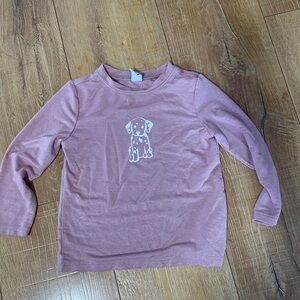Kids Pink Long Sleeve Shirt with Dog Print